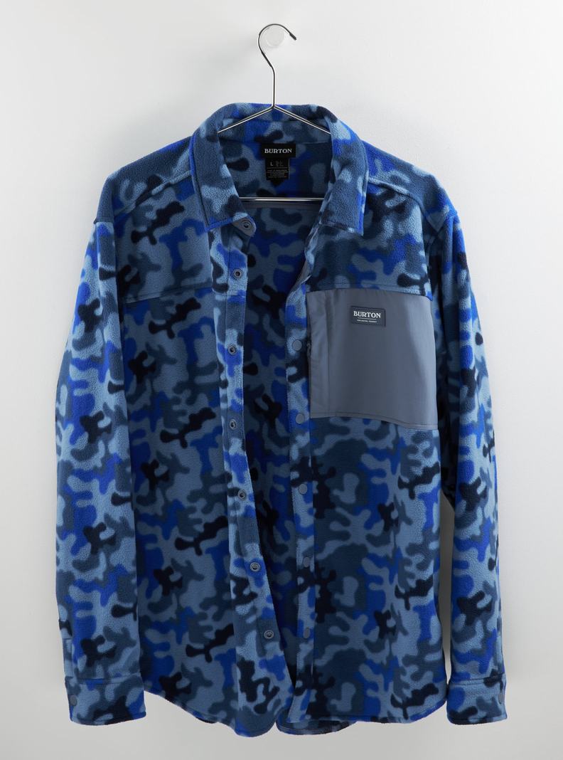 Chemise Burton Hearth Fleece Shirt Homme Bleu Camouflage | 952071-ZTD