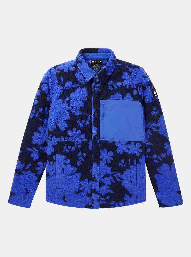 Chemise Burton Hearth Snap-Up Fleece Femme Bleu | 548213-OWL