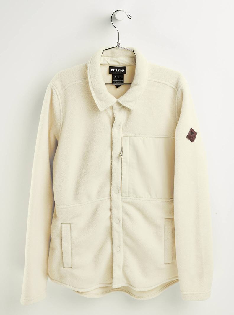 Chemise Burton Hearth Snap Up Fleece Femme Beige | 817439-SQP