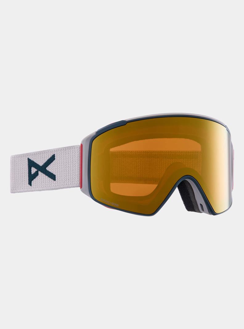 Lunette Ski Burton Anon M4S Goggles (Cylindrical) + Bonus Lens + MFI® Face Mask Femme Grise Orange | 580791-XWK