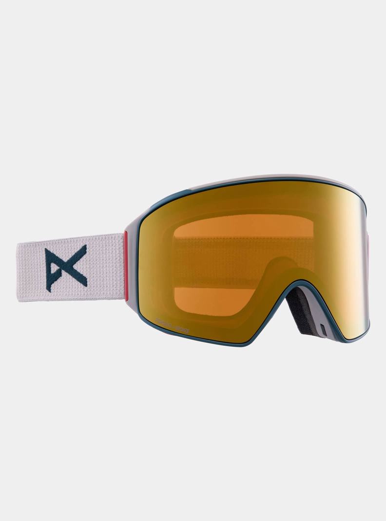 Lunette Ski Burton Anon M4 Goggles (Cylindrical) + Bonus Lens + MFI® Face Mask Homme Grise Orange | 852361-WMX