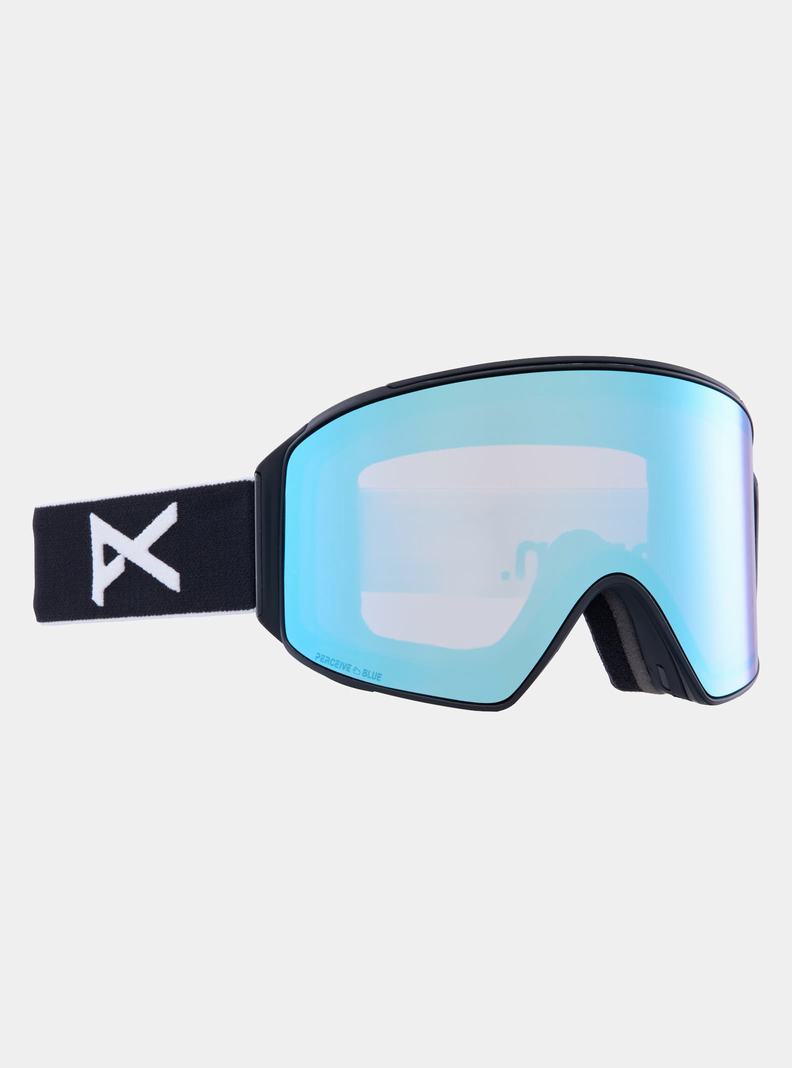 Lunette Ski Burton Anon M4 Low Bridge Fit Goggles (Cylindrical) + Bonus Lens + MFI® Face Mask Homme Noir Bleu Rose | 620381-RFY