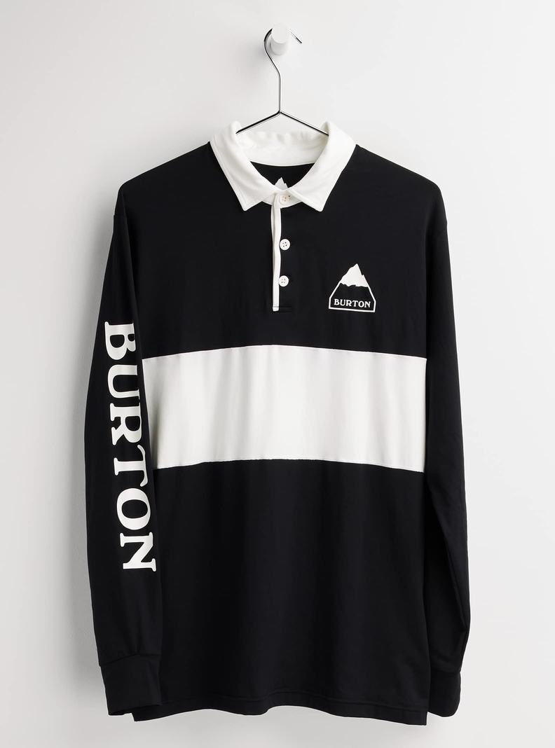 Sous-couches Burton Midweight Base Layer Rugby Shirt Homme Noir Blanche | 450179-WCM