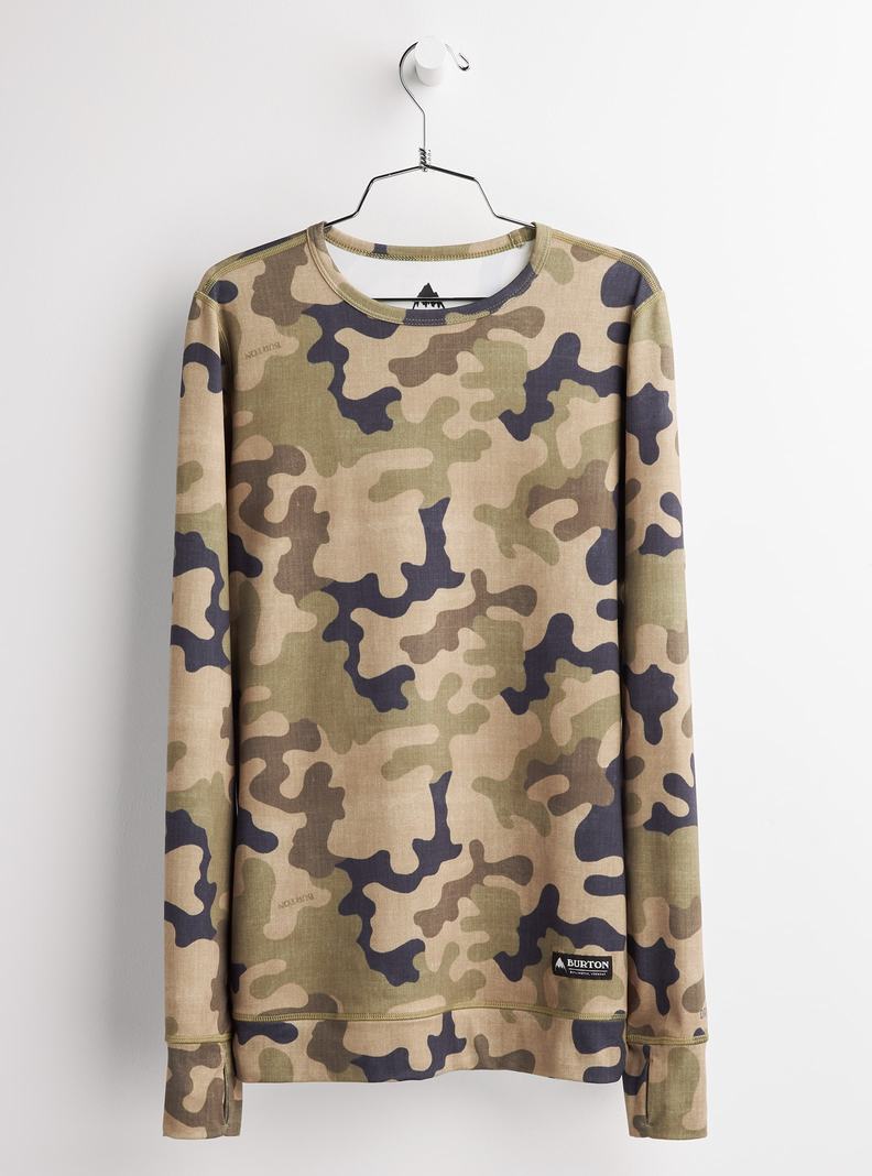 Sous-couches Burton Midweight Base Layer Crew Femme Vert Olive Camouflage | 819536-NWX