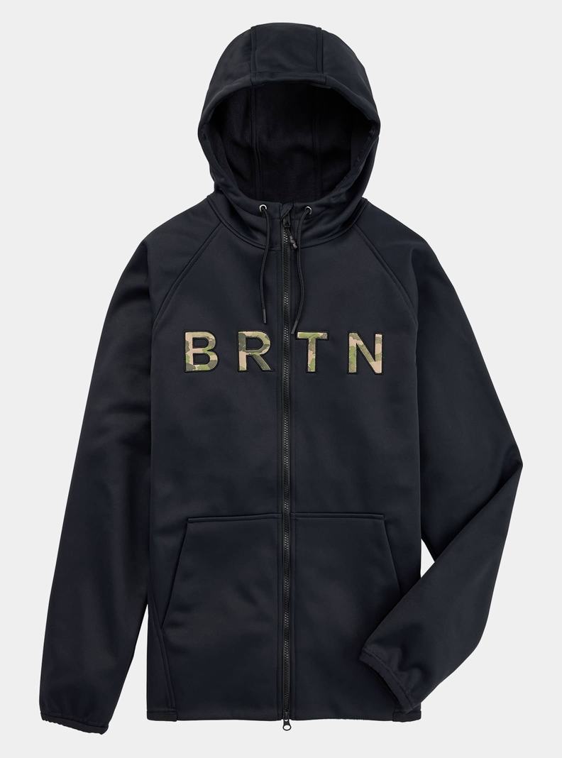 Sweats Burton Crown Weatherproof Full-Zip Fleece Homme Noir | 297684-OKS