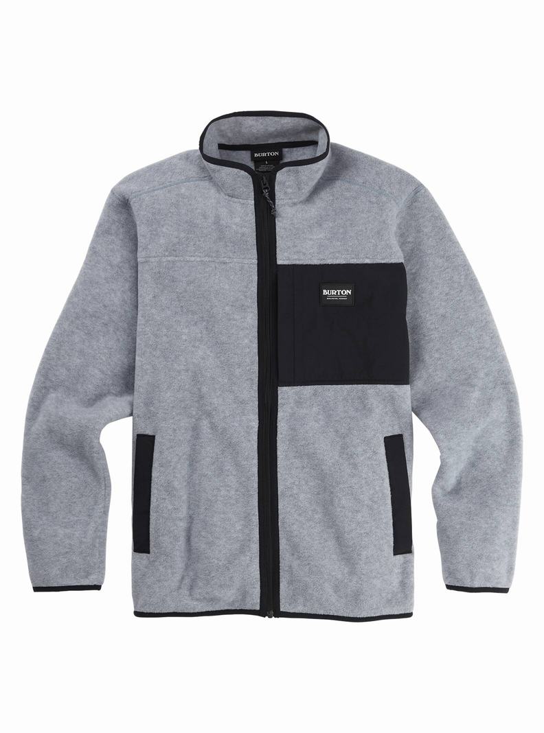 Sweats Burton Hearth Full-Zip Fleece Homme Grise Noir | 308172-OEI