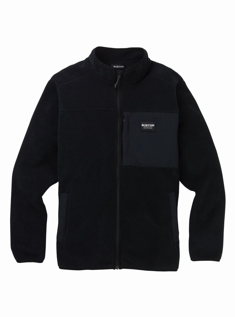 Sweats Burton Hearth Full-Zip Fleece Homme Noir | 342769-CMD