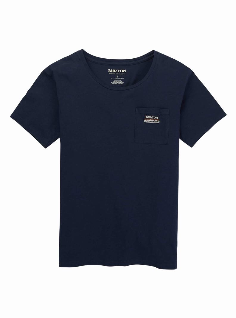T-shirts Burton Classiche Corta Sleeve Pocket Femme Bleu | 170542-ZTS
