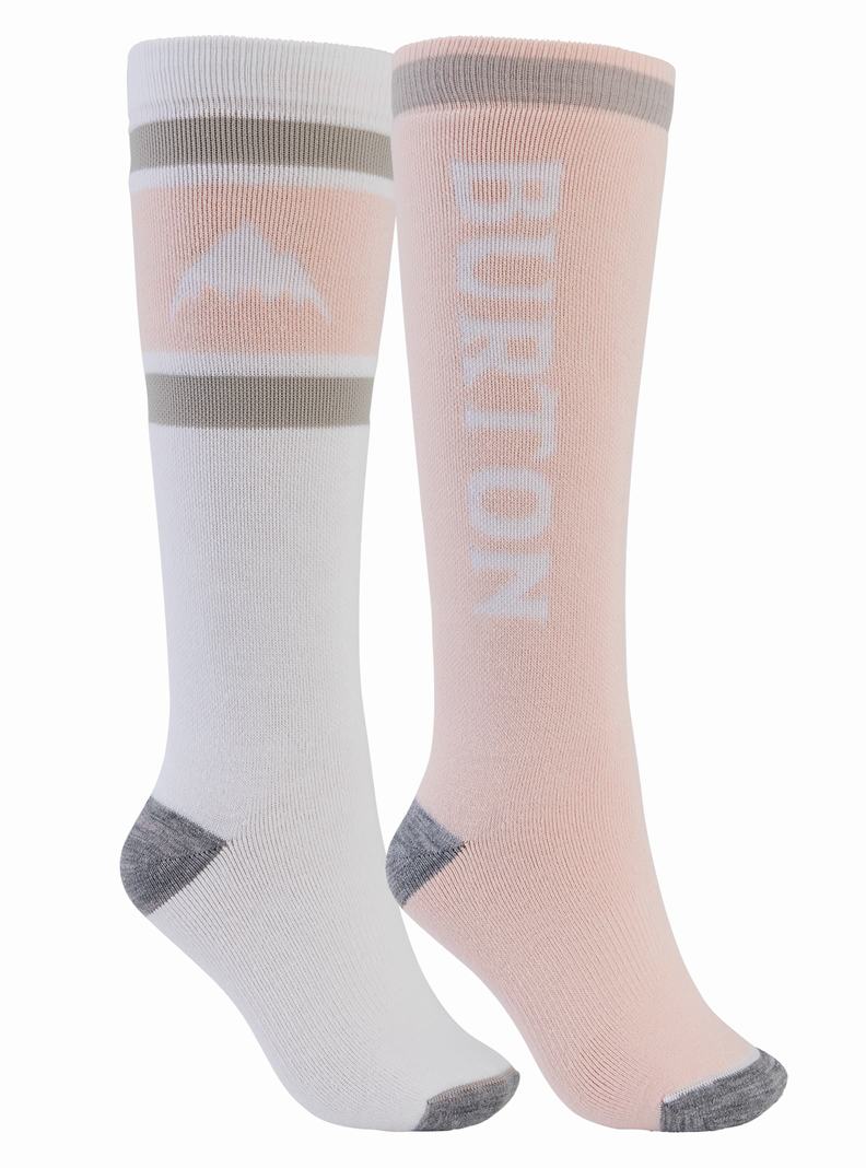 Chaussettes Burton Weekend Midweight (2 Pack) Femme Blanche Rose | 320967-FOK