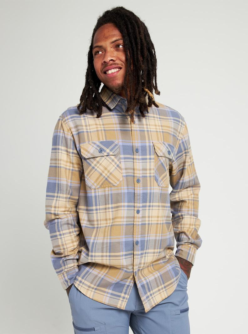 Chemise Burton Brighton Flannel Homme Kaki Bleu | 296075-IGE