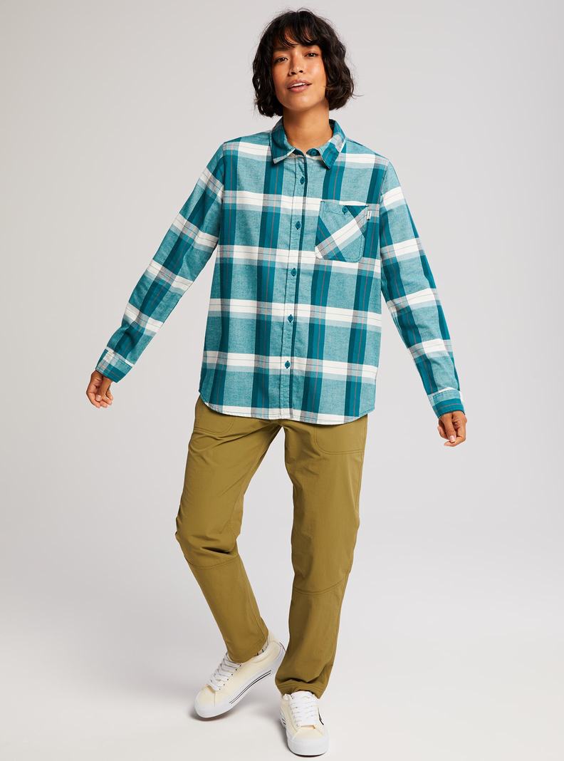 Chemise Burton Grace Long Sleeve Flannel Femme Bleu | 643897-VCA
