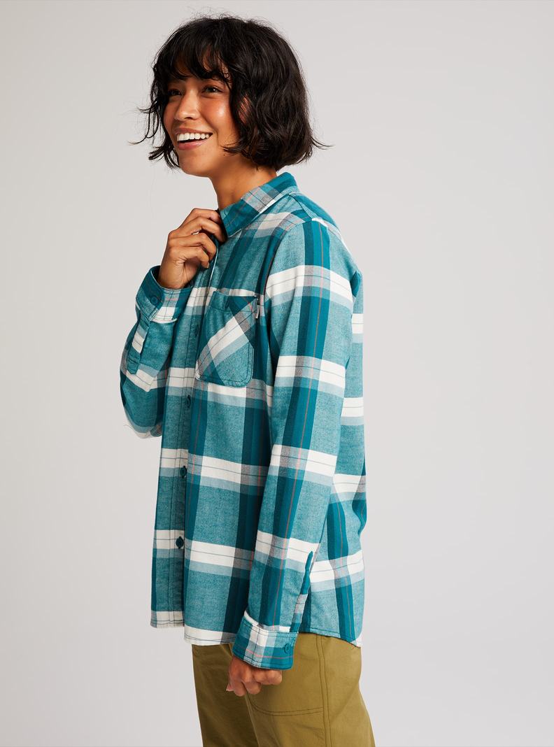 Chemise Burton Grace Long Sleeve Flannel Femme Bleu | 643897-VCA