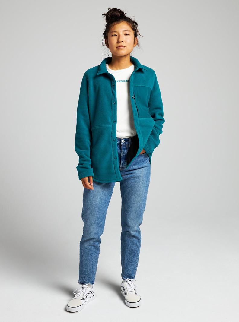 Chemise Burton Hearth Snap Up Fleece Femme Bleu | 029813-TZU