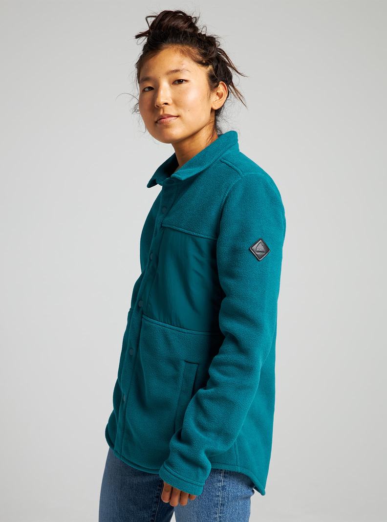 Chemise Burton Hearth Snap Up Fleece Femme Bleu | 029813-TZU