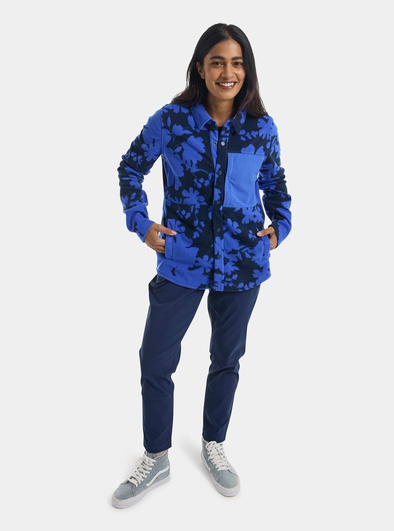 Chemise Burton Hearth Snap-Up Fleece Femme Bleu | 548213-OWL