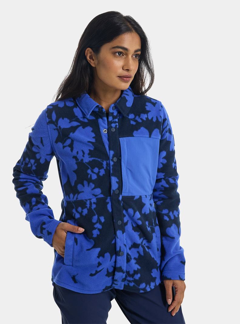 Chemise Burton Hearth Snap-Up Fleece Femme Bleu | 548213-OWL