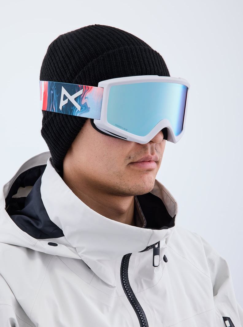 Lunette Ski Burton Anon Helix 2.0 Low Bridge Fit Homme Bleu | 386145-RKE