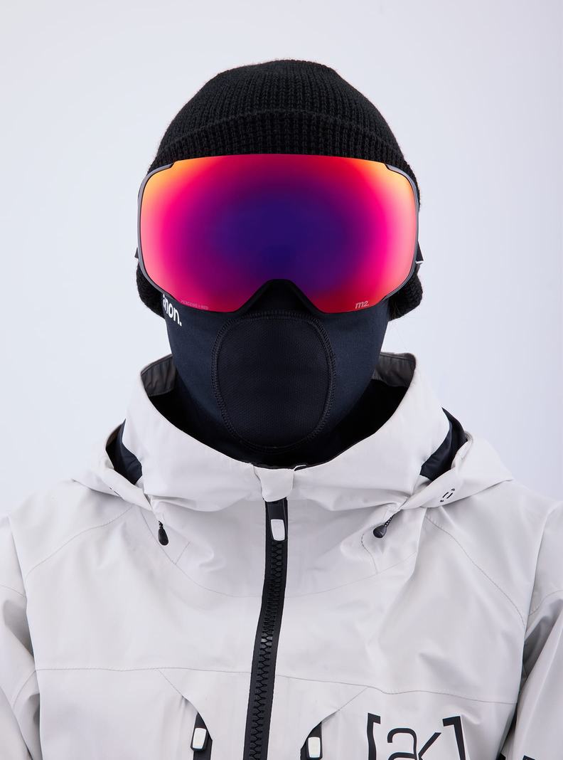 Lunette Ski Burton Anon M2 Goggles + Bonus Lens + MFI® Face Mask Femme Noir Orange Rouge | 978640-RFU