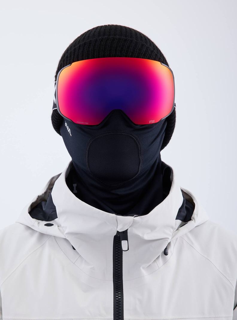 Lunette Ski Burton Anon M2 Low Bridge Fit Goggles + Bonus Lens + MFI® Face Mask Femme Noir Orange Rouge | 748315-BCY