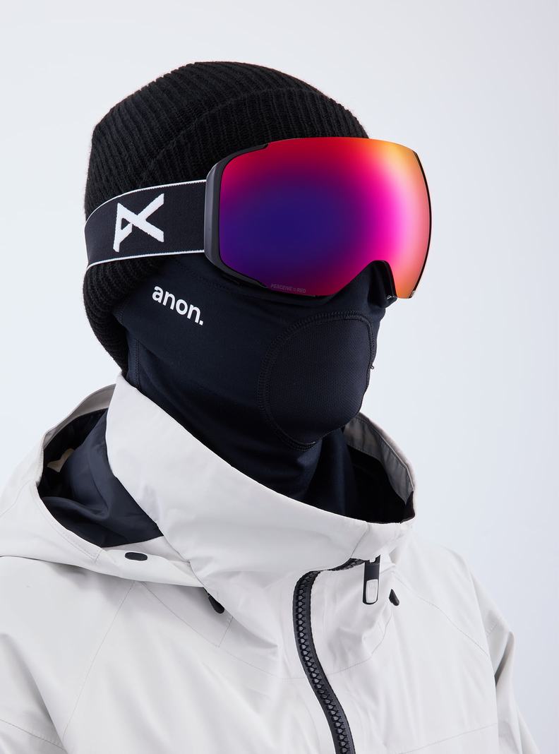 Lunette Ski Burton Anon M2 Low Bridge Fit Goggles + Bonus Lens + MFI® Face Mask Femme Noir Orange Rouge | 748315-BCY