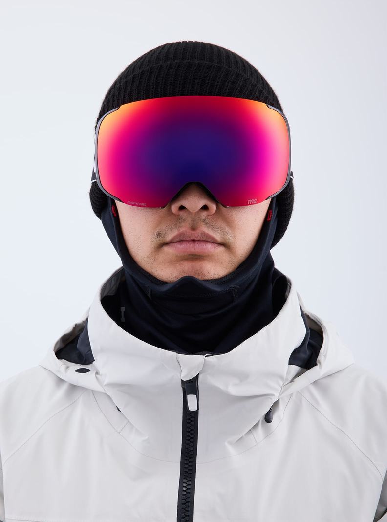 Lunette Ski Burton Anon M2 Low Bridge Fit Goggles + Bonus Lens + MFI® Face Mask Femme Noir Orange Rouge | 748315-BCY