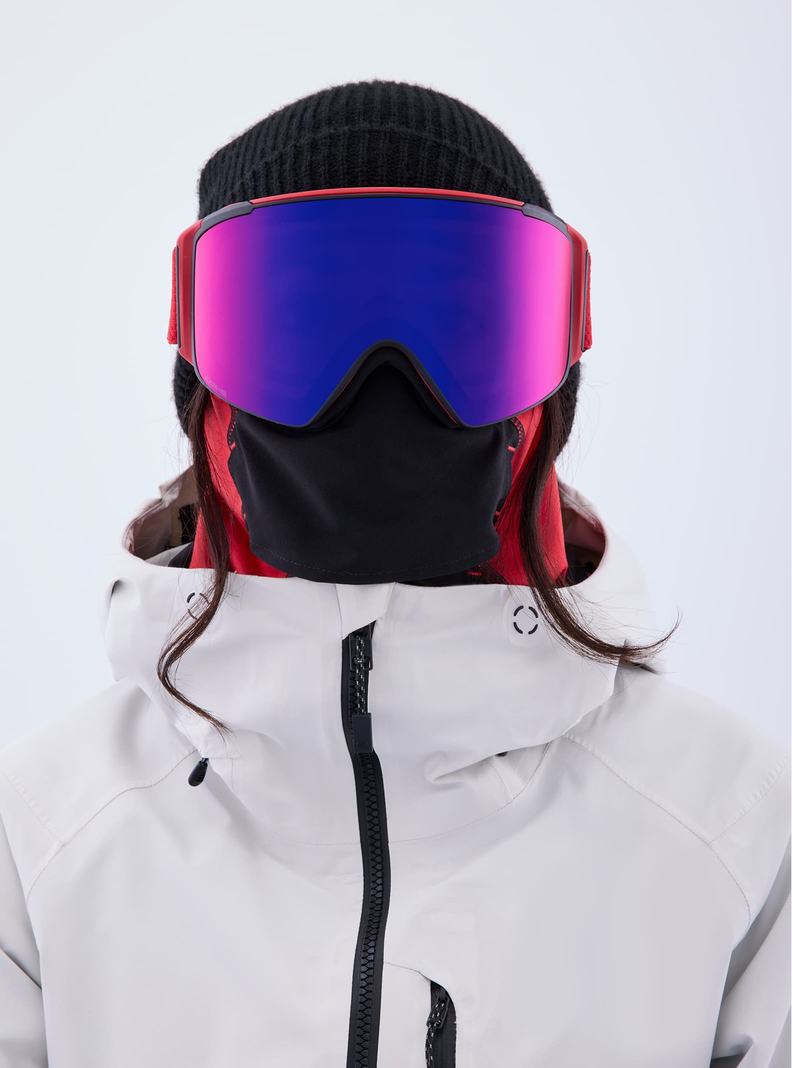 Lunette Ski Burton Anon M4S Goggles (Cylindrical) + Bonus Lens + MFI® Face Mask Femme Rouge Orange Rouge | 102874-IXK