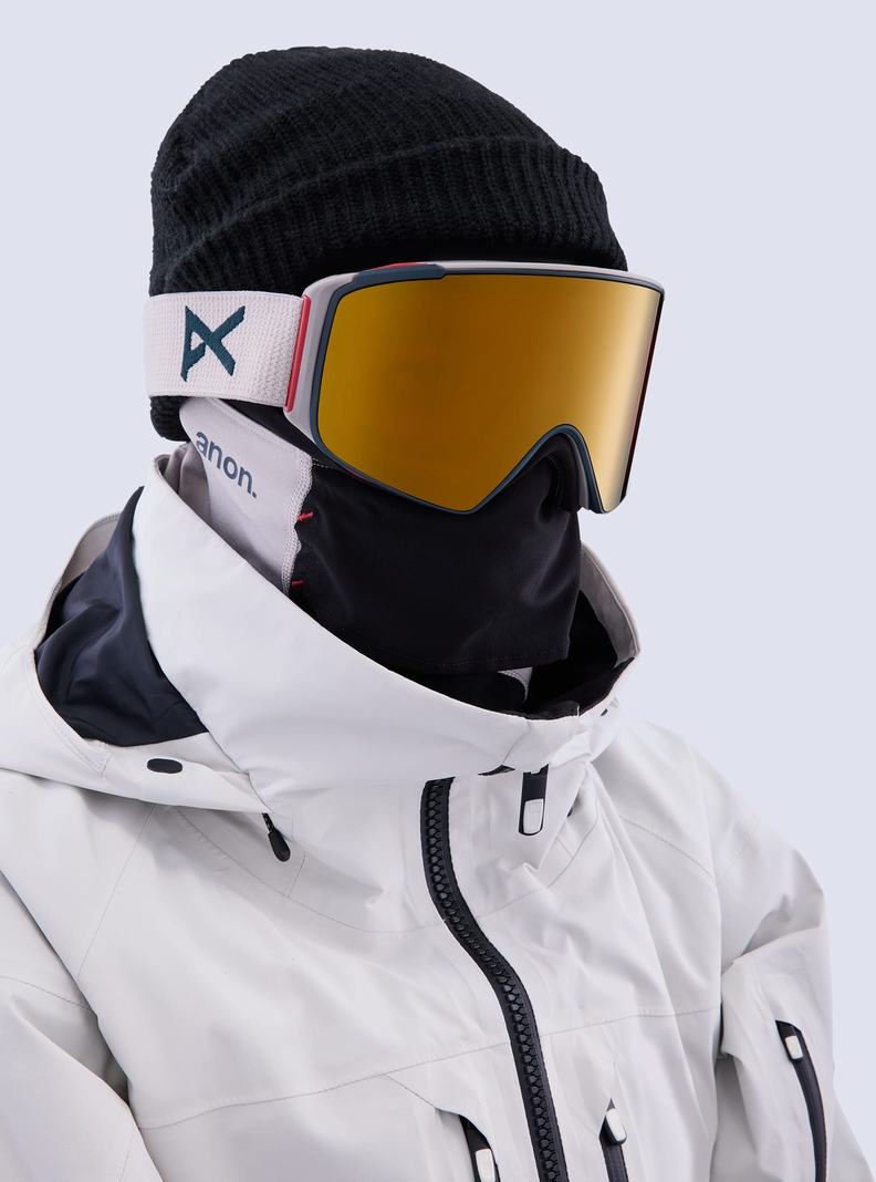 Lunette Ski Burton Anon M4S Goggles (Cylindrical) + Bonus Lens + MFI® Face Mask Femme Grise Orange | 580791-XWK