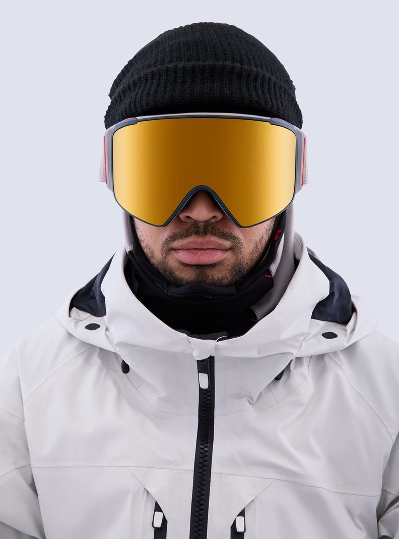 Lunette Ski Burton Anon M4S Goggles (Cylindrical) + Bonus Lens + MFI® Face Mask Femme Grise Orange | 580791-XWK