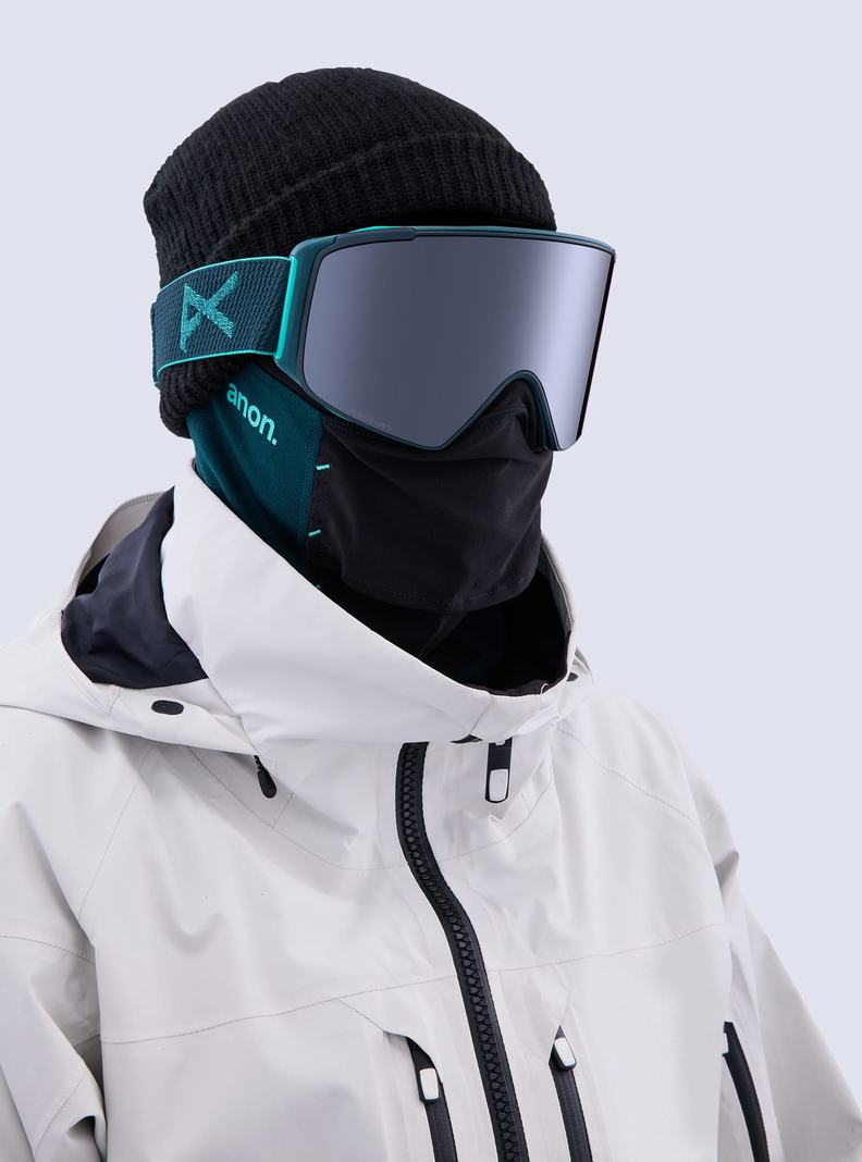Lunette Ski Burton Anon M4S Goggles (Cylindrical) + Bonus Lens + MFI® Face Mask Homme Noir Orange Rouge | 836470-ZJT