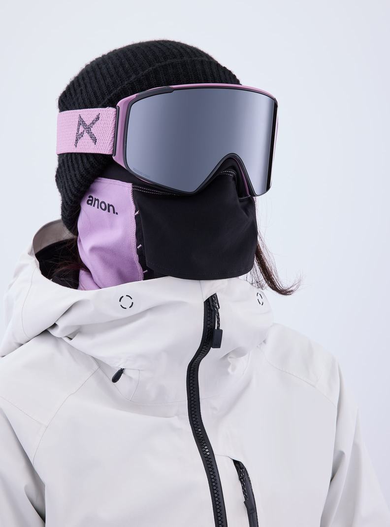 Lunette Ski Burton Anon M4S Goggles (Cylindrical) + Bonus Lens + MFI® Face Mask Femme Violette Orange Noir | 902814-OMA