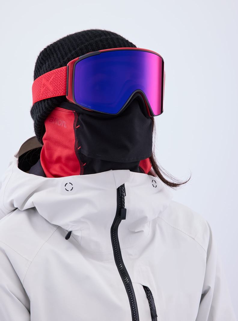 Lunette Ski Burton Anon M4S Goggles (Cylindrical) + Bonus Lens + MFI® Face Mask Homme Rouge Orange Rouge | 985406-QKP