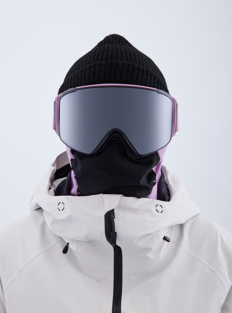 Lunette Ski Burton Anon M4S Low Bridge Fit Goggles (Cylindrical) + Bonus Lens + MFI® FACE MASK Femme Violette Orange Noir | 463875-SBU