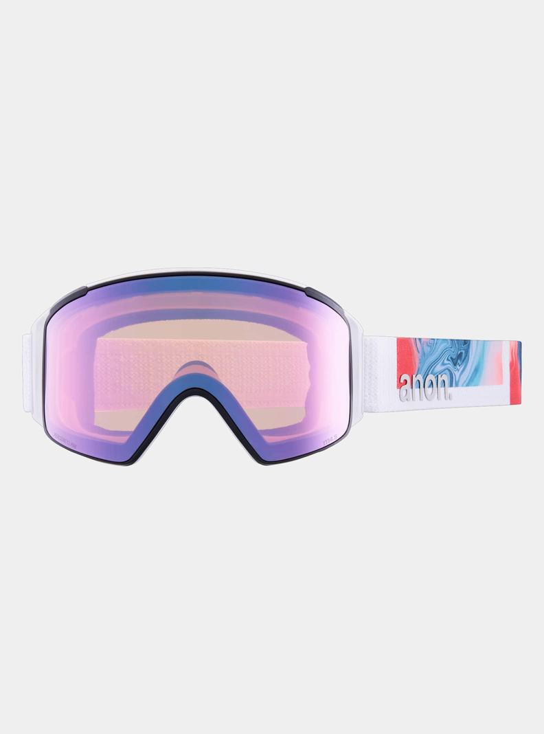 Lunette Ski Burton Anon M4S Low Bridge Fit Goggles (Cylindrical) + Bonus Lens + MFI® FACE MASK Femme Orange Noir Violette | 509478-AWP