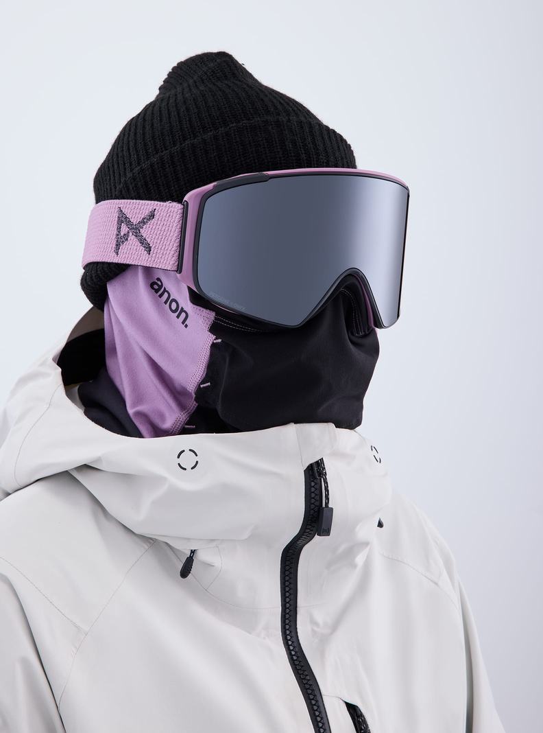 Lunette Ski Burton Anon M4S Low Bridge Fit Goggles (Cylindrical) + Bonus Lens + MFI® FACE MASK Homme Violette Orange Noir | 905782-XRT