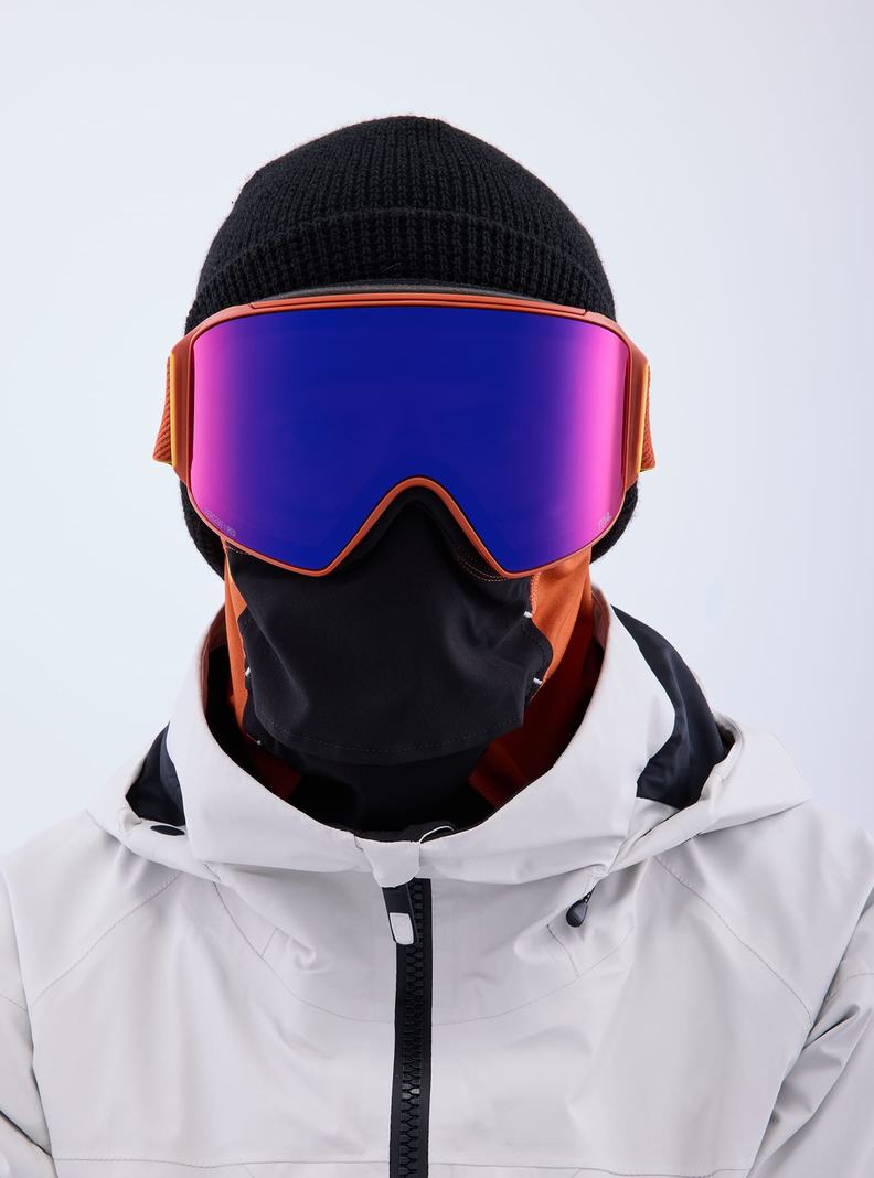 Lunette Ski Burton Anon M4 Goggles (Cylindrical) + Bonus Lens + MFI® Face Mask Femme Orange Rouge | 248139-IBW