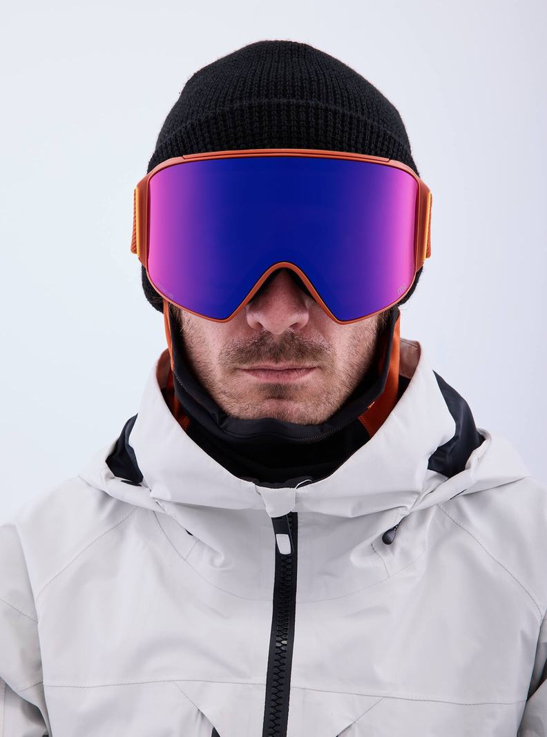 Lunette Ski Burton Anon M4 Goggles (Cylindrical) + Bonus Lens + MFI® Face Mask Femme Orange Rouge | 248139-IBW
