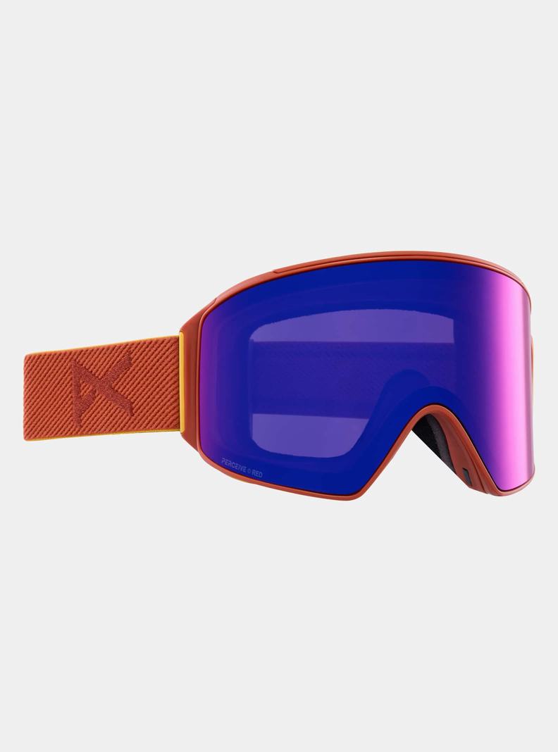 Lunette Ski Burton Anon M4 Goggles (Cylindrical) + Bonus Lens + MFI® Face Mask Femme Orange Rouge | 248139-IBW