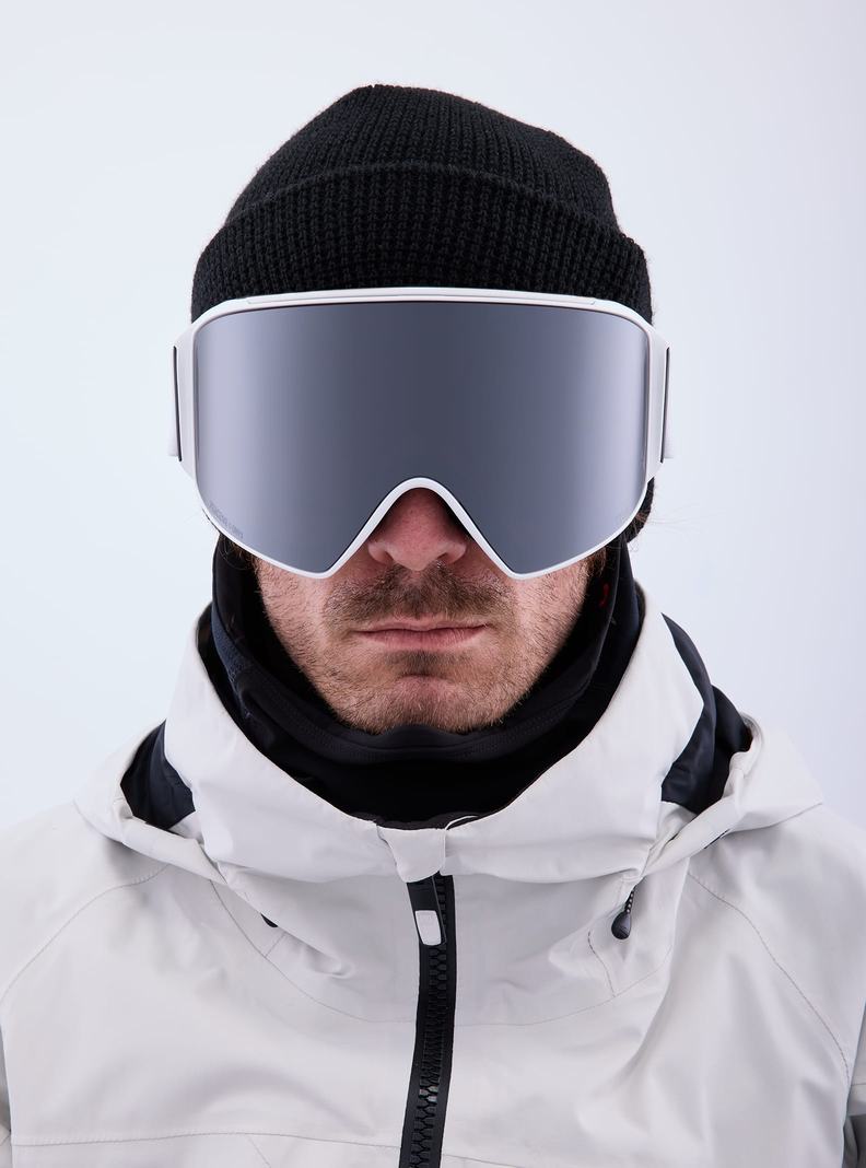 Lunette Ski Burton Anon M4 Goggles (Cylindrical) + Bonus Lens + MFI® Face Mask Homme Blanche Orange Noir Violette | 485976-PDN