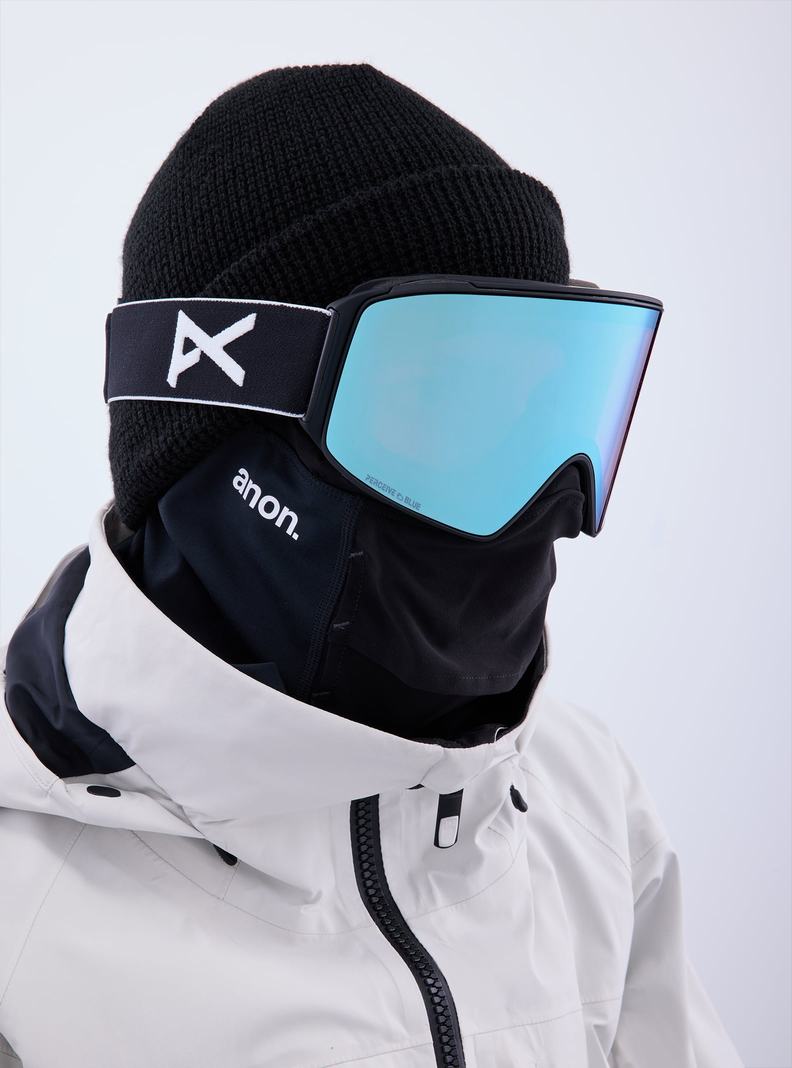Lunette Ski Burton Anon M4 Goggles (Cylindrical) + Bonus Lens + MFI® Face Mask Homme Noir Bleu Rose | 851749-QHV