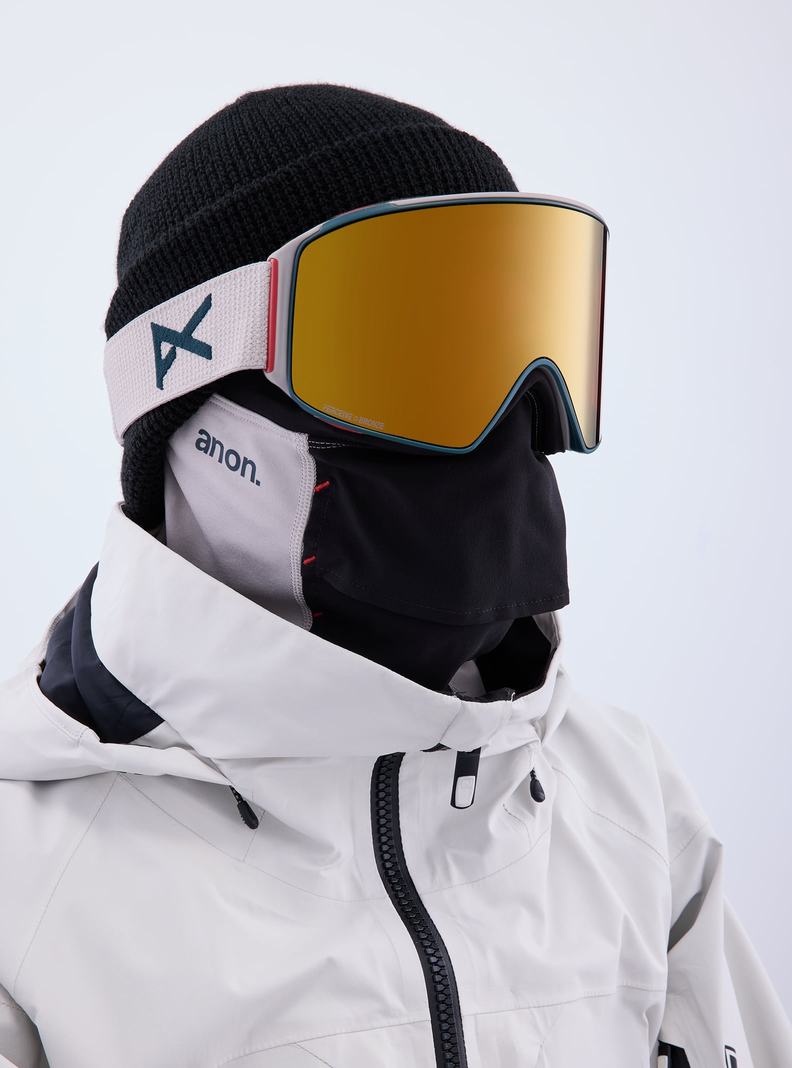 Lunette Ski Burton Anon M4 Goggles (Cylindrical) + Bonus Lens + MFI® Face Mask Homme Grise Orange | 852361-WMX