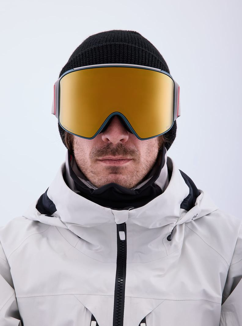 Lunette Ski Burton Anon M4 Goggles (Cylindrical) + Bonus Lens + MFI® Face Mask Homme Grise Orange | 852361-WMX