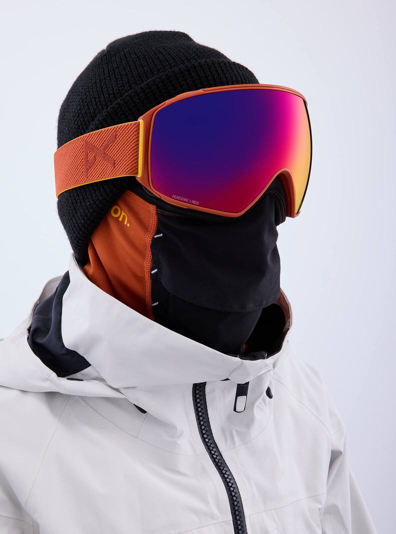 Lunette Ski Burton Anon M4 Goggles (Toric) + Bonus Lens + MFI® Face Mask Femme Orange Rouge | 207654-TSU