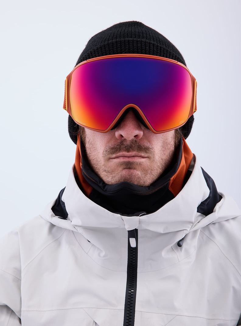 Lunette Ski Burton Anon M4 Goggles (Toric) + Bonus Lens + MFI® Face Mask Femme Orange Rouge | 207654-TSU