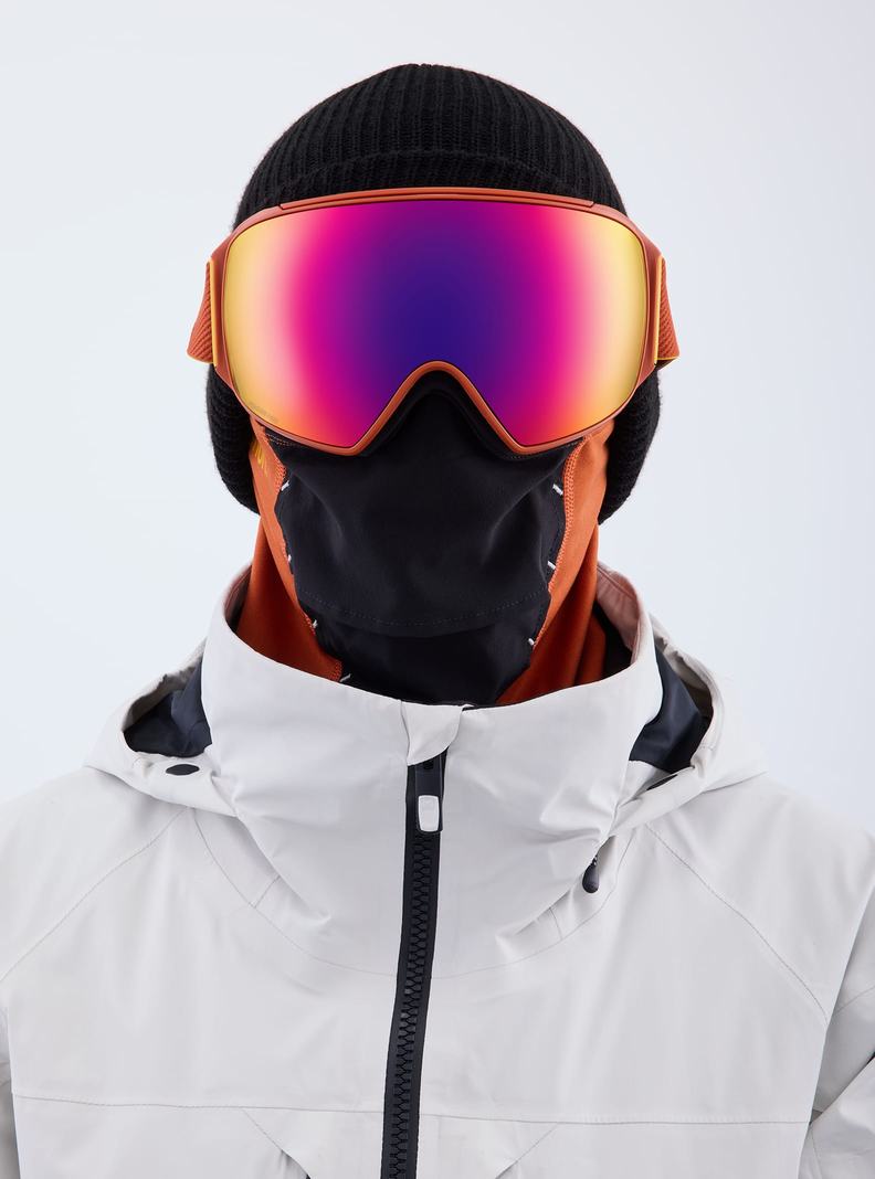 Lunette Ski Burton Anon M4 Low Bridge Fit Goggles (Toric) + Bonus Lens + MFI® Face Mask Homme Orange Rouge | 015842-DMJ