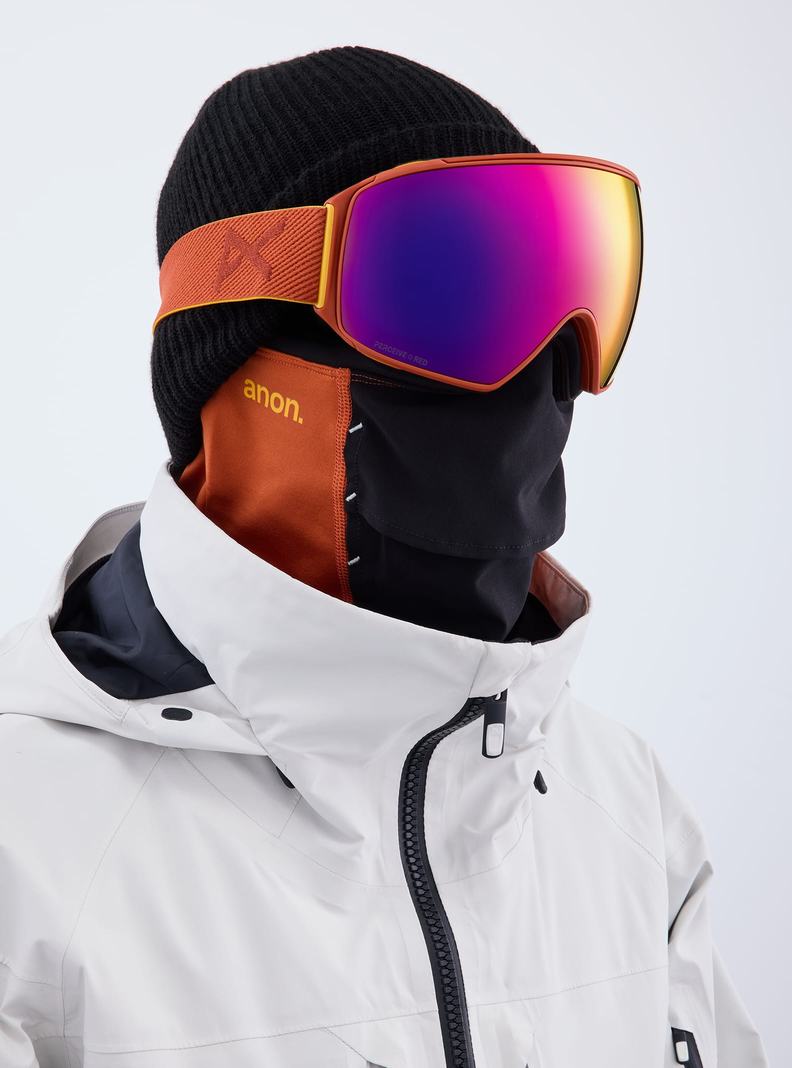 Lunette Ski Burton Anon M4 Low Bridge Fit Goggles (Toric) + Bonus Lens + MFI® Face Mask Homme Orange Rouge | 015842-DMJ