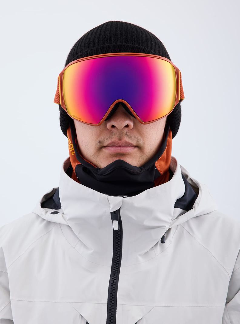 Lunette Ski Burton Anon M4 Low Bridge Fit Goggles (Toric) + Bonus Lens + MFI® Face Mask Homme Orange Rouge | 015842-DMJ