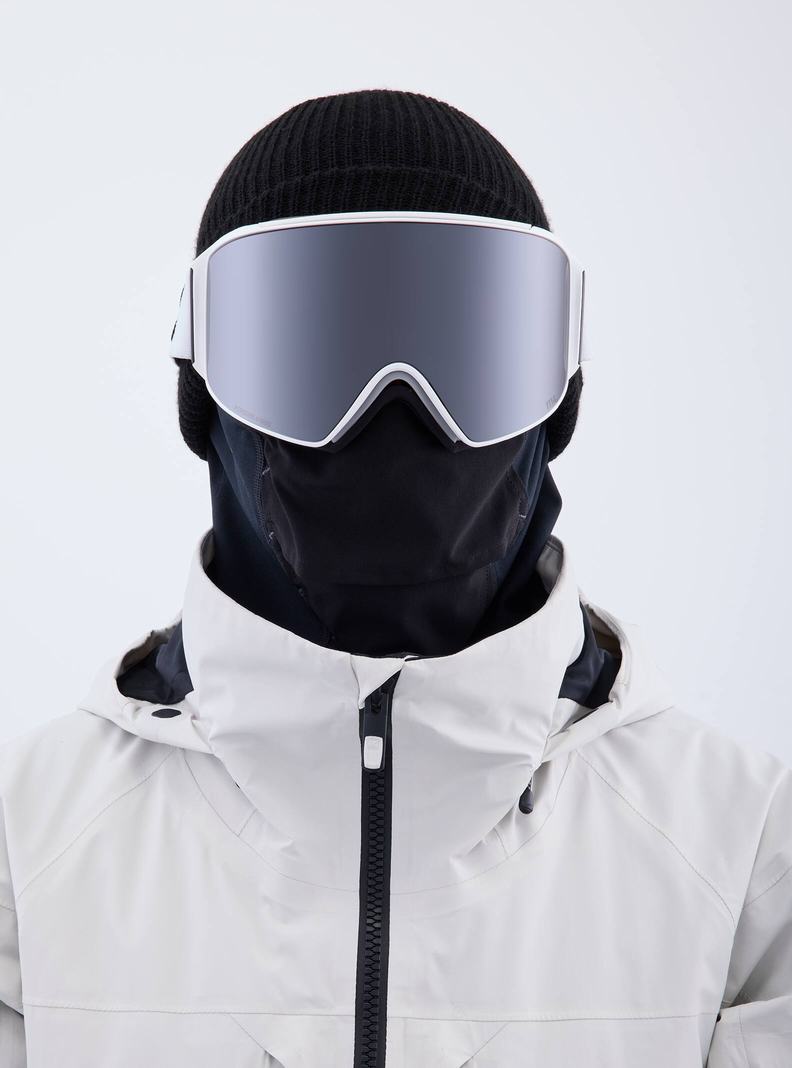 Lunette Ski Burton Anon M4 Low Bridge Fit Goggles (Cylindrical) + Bonus Lens + MFI® Face Mask Homme Blanche Orange Noir Violette | 154382-XGW