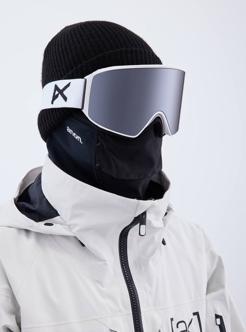 Lunette Ski Burton Anon M4 Low Bridge Fit Goggles (Cylindrical) + Bonus Lens + MFI® Face Mask Homme Blanche Orange Noir Violette | 154382-XGW