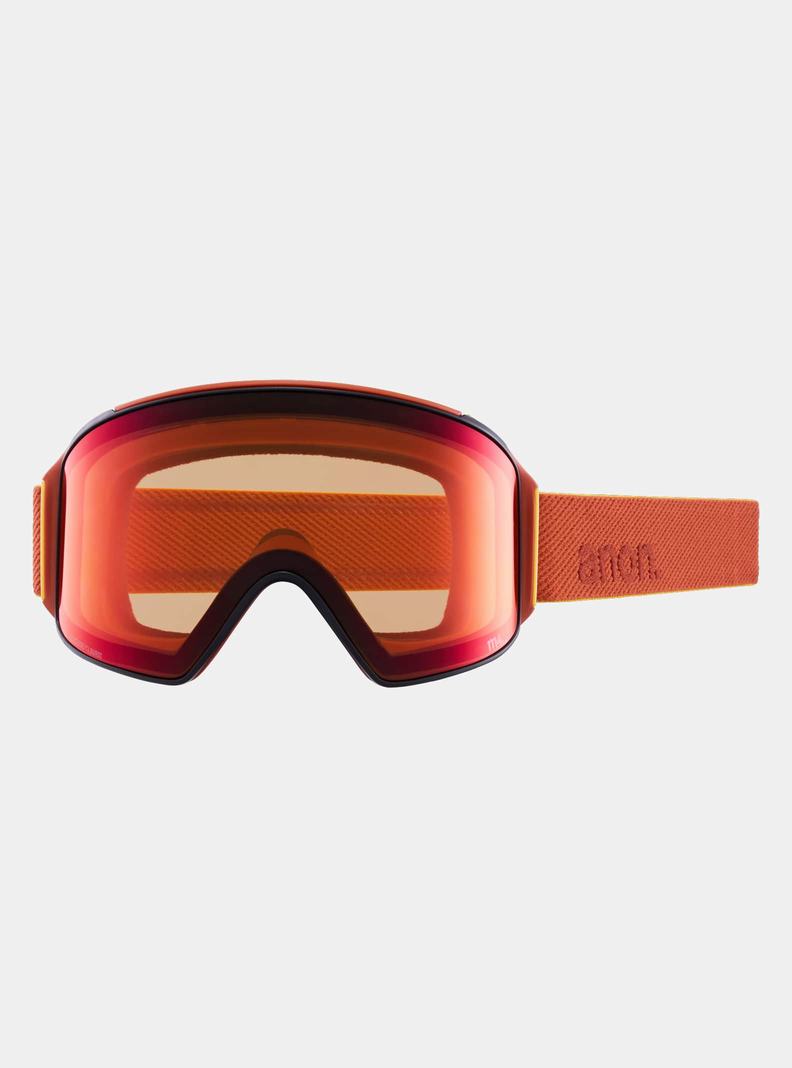 Lunette Ski Burton Anon M4 Low Bridge Fit Goggles (Cylindrical) + Bonus Lens + MFI® Face Mask Homme Orange Noir Violette | 203457-CTA