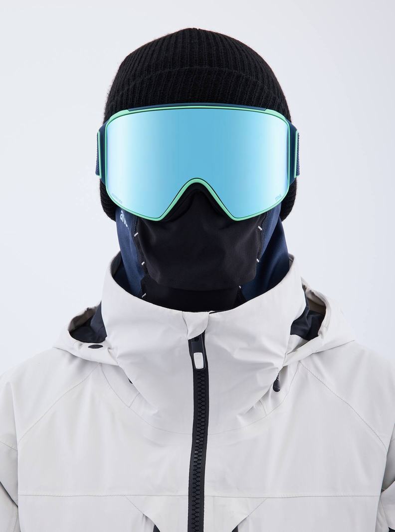 Lunette Ski Burton Anon M4 Low Bridge Fit Goggles (Cylindrical) + Bonus Lens + MFI® Face Mask Femme Bleu Marine Bleu Rose | 246970-ZSM